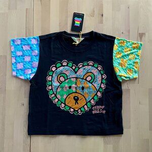 Teddy Fresh x Gentle Thrills Collab Women's Black Bear Head Shirt size Med NWT